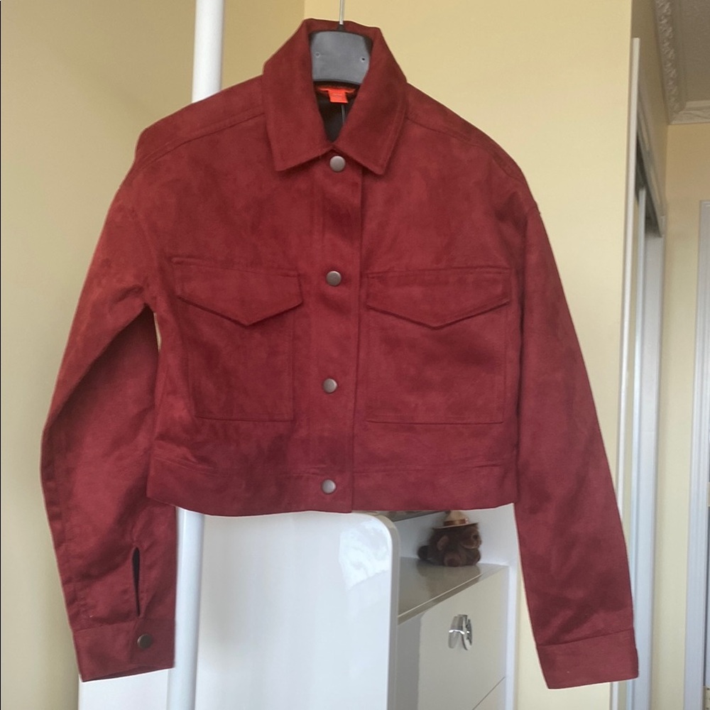 Red Corduroy Utility Jacket with Modern Silhouette